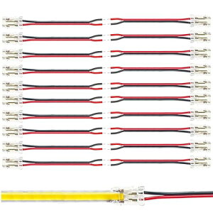 8mm 2�s��20�N �v���X�C���� COB LED�X�g���b�v�R�l�N�^ �����^ �X�g���b�v���烏�C���[�ڑ� + 10cm�P�[�u�� �P�F5V/12V/24V���C�g�X�g���b�v�p �����[�q ���S�ڑ� ��������