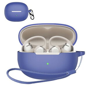 SHOKZ OpenDots ONE ケース 紛失防止 フック付き 軽量 キズ防止 防塵 傷つきにくい ソフト シリカゲル スポーツ クール デザイン 衝撃 吸収 スリム ソフト ケースカバー 落下防止保護 (ブルー) 送料