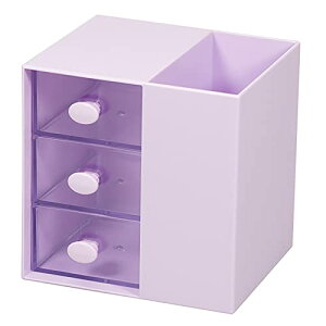 小物収納ケース 卓上小物入れ ペン立て 透明引き出し デスク整理 ラック リモコンスタンド 机上用 卓上収納 文具収納 オフェス用品 紫の 送料無料