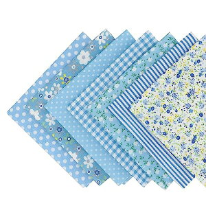 図案セット 生地 布 50 50cm 花柄 パッチワーク布 カットクロス 綿 DIY手芸用 ハンドメイド 小花 はぎれ 花 縫う手作り パッチワー 室内装飾 (ブルー7枚) 送料無料