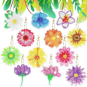 ダイヤモンドアート キット キーホルダー セット 12個セット 両面全貼り付け ビーズアート ダイヤモンドペインティング 5Dダイヤモンド塗装キット 手芸キット ハンドメイド 初心者 大人 子