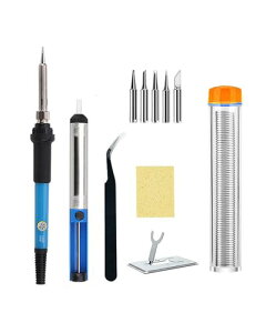 はんだごてセット 電気ハンダゴテ 温度調節 60W / 110V 電子作業 家電修理 溶接工具 電気DIY用 (7個セット) 送料無料