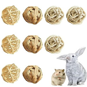 うさぎ ハムスター おもちゃ 草編みのボール ミニ 天然素材 ボール 噛む 運動不足解消 ストレス解消 小動物用 9個セット (01)