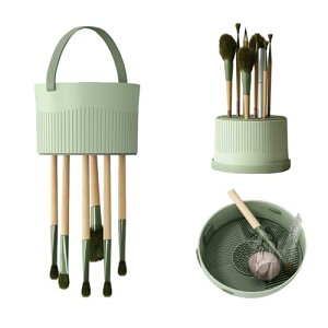 メイクブラシクリーナー メイクブラシ 洗浄 乾燥 収納 メイクブラシセット メイクブラシ おしゃれ 無臭 パフクリーナー スポンジクリーナー 折りたたみ 置き台 シリコン (フォレストグリー