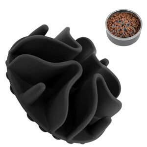 早食い防止 スローフィーダー 犬 健康管理 胃腸や身体への負担軽減でき 組み込み型 強力吸盤付き 犬 猫 食器 カット可能 洗いやすい (ブラック)