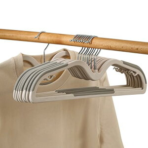 ハンガー かたくずれ防止 10本組 滑らないハンガー プラスチック 洗濯ハンガー 360°回転 省スペース 多機能 おしゃれ ライトグレー