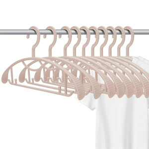 洗濯ハンガー 10本組 ハンガー かたくずれ防止 衣類用 おしゃれ すべらない 型崩れ防止 頑丈 跡がつかないハンガー 滑らないハンガー 乾湿両用 ライトピンク 幅2.8cm