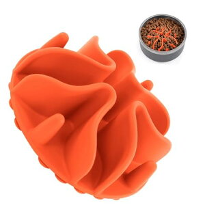 早食い防止 スローフィーダー 犬 健康管理 胃腸や身体への負担軽減でき 組み込み型 強力吸盤付き 犬 猫 食器 カット可能 洗いやすい (オレンジ) 送料無料