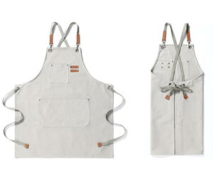 アウトドア エプロン メンズ 料理 大きいサイズ 美容師 作業用 ワークエプロン (ホワイト)