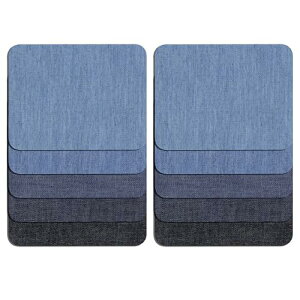 デニムパッチ 約9.5cm×12.5cm 5色10枚セット アイロン接着 縫製 ジーンズ 補修布 リペア 貼付パッチ 自由に切り取れる 水洗い可能 DIY 手芸 (5色) 送料無料