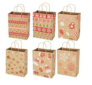 クリスマス 手提 プレゼント袋 ギフトバッグ 紙袋 ギフト用 可愛い オシャレ 贈り物 ラッピング袋 プレゼントバッグ Paper bag 12枚セット 15 9 23cm (種類1)
