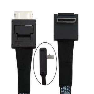 ダウンアングル 90度コネクタ デュアルシールド OcuLink PCIe 4.0 PCI-Express SFF-8611 4i オス - SFF-8611 オス データアクティブケーブル 外部eGPU SSD用 80cm ブラック SF-014-DN-0.8M-XY 送料無料