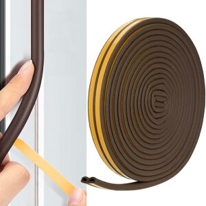 隙間テープ 防音 全長10m ドア 引き戸 音防止 すきまテープ すきま風防止 衝撃吸収 窓 すきまパッド シールテープ D型 エアコン効率アップ 虫塵すき間侵入防止 寒さ対策 騒音軽減 茶色 送料無