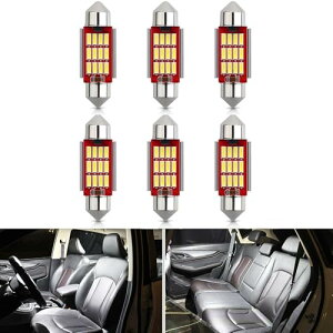 T10 36mm 12SMD LED ルームランプ ホワイト 室内灯 車内灯 キャンセラー内蔵 車内LEDライト 取付簡単 ledルームライト ナンバー灯 12V車用 無極性 6個入り 送料無料
