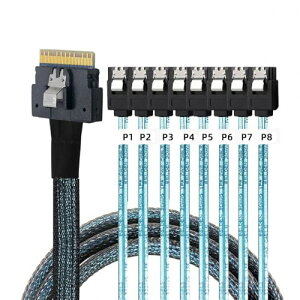 �P�[�u�� �X�������C�� SAS 4.0 SFF-8654 8i 74 �s�� �z�X�g RAID ���� 8 SATA 7 �s�� �^�[�Q�b�g �n�[�h �f�B�X�N �t�@���A�E�g RAID �P�[�u�� 1 �� 8 �X�v���b�^�[ (100 cm) ��������