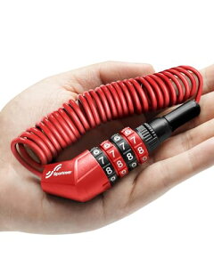 自転車 鍵 ワイヤーロック 鍵不要 4桁ダイヤル ケーブルロック160cm ヘルメット サドル ロードバイクチェーンロック ベビーカー バイク用 盗難防止 軽量 携帯便利 錆びない 防水 (赤) 送料無料