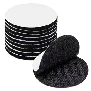 面ファスナー 両面テープ 丸 5cm 10枚セット ベルクロテープ 超強力粘着 両面テープ付き 剥がせる両面テープ 防水 耐熱 防じん 工業用 業務用 家庭用 手芸用 網戸用 オス メス 黒 送料無料