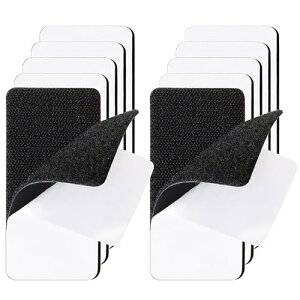 面ファスナー 両面テープ 5×10cm 10枚セット ベルクロテープ 超強力粘着 両面テープ付き 剥がせる両面テープ 防水 耐熱 防じん 工業用 業務用 家庭用 手芸用 網戸用 オス メス 黒 送料無料