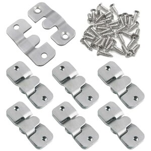 額縁フック 額縁吊金具 6組 12個入り 額縁 ブラケット金具 ネジ付 壁掛け フック 留め具 吊り下げ 固定 金具 絵画 /展示会 /写真フレーム /鏡 /時計などに 取り付け簡単 ステンレス製 (シルバー