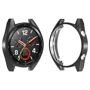 HUAWEI Watch GT2 42mm �P�[�X �S�ʕی� �ϏՌ� �_�炩�� TPU �E�I�b�`�ی�P�[�X ���^�J�o�[ Watch GT 2 42mm �Ή� �u���b�N ��������
