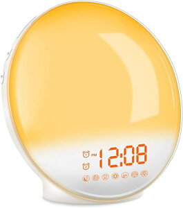目覚まし時計 光 大音量 目覚ましライト デジタル スヌーズ ラジオ機能付き クロックラジオ アラーム ホワイト