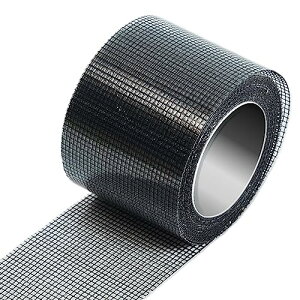網戸補修テープ 自由カット可能 幅5cm×長さ5m 網戸テープ 強粘着性 網戸の破れ修理 簡単取り付け グレー色 虫侵入防止 網戸破れ修復 貼るだけで簡 ブラック