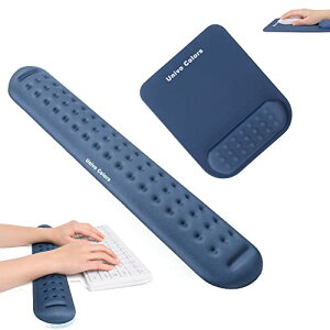 リストレスト 一体型 マウスパッド / キーボードリストレスト 2点セット 人間工学デザイン 手首置き 疲労低減 柔らかい素材 ストレス解放 マッサージホール付き 通気性 あり 肌に刺激なし(