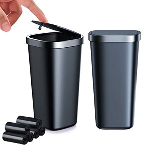 車 ゴミ箱 ボトル型ゴミ箱 蓋付き プッシュロック タッチ開閉 車用ゴミ箱 倒れない 大容量 コンパクト 防水 ゴミ袋45枚付属 ドリンクホルダー / ドアポケット / コンソールボックス / 後部座