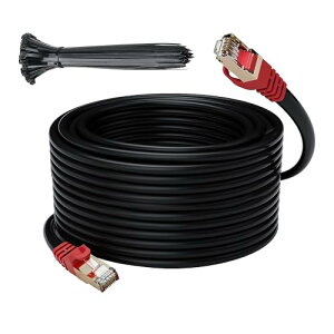 Lanケーブル CAT7 50M イーサネットケーブル 屋外用 2重被覆 高速ランコード 長い 10Gbps / 600MHz カテゴリ7ネットワークケーブル SFTP 3重シールドインターネット線 耐候性 / 抗UV / 防水 / 直接埋葬 /