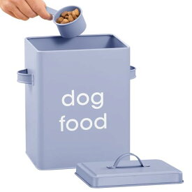 ペットフードストッカー 保存容器 犬 餌入れ フードコンテナ 蓋付き収納ボックス ドッグフード 大容量 収納 - 計量カップ付 容量5.9L ブルー