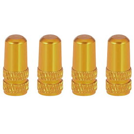 自転車 仏式 バルブキャップ 4個セット アルミ合金製 タイヤ バルブ キャップ アルミバルブキャップ フレンチバルブ ロードバイク ドレスアップ 仏式バルブ用 (ゴールド) 送料無料