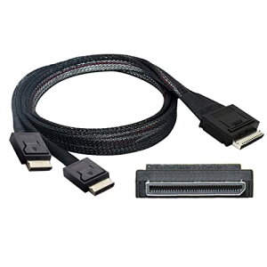 50cm OCuLink PCIe SFF-8611 8X 8-Lane 1�I�X-2�I�X SSD �f�[�^�A�N�e�B�u�P�[�u�� �ő�16Gbps �u���b�N �����p PCIe�P�[�u�� SSD�Ή� �p�\�R���Ή�