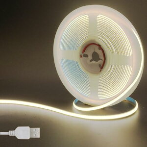 5V 5mm COB LEDXgbvCg 1M i`zCg 4000K 400LEDs / M 8W / M CRI90 800lm bLHʃplCgXgbv hIP20 1M USBXCb`P[u DIY ƒ̃CeAp 