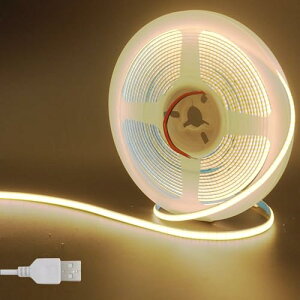 5V 5mm COB LEDXgbvCg 2M F 3000K 400LEDs / M 8W / M CRI90 800lm bLHʃplCgXgbv hIP20 1M USBXCb`P[u DIY ƒ̃CeAp 