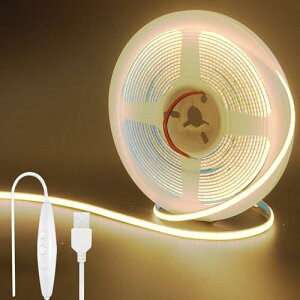 5V ��5mm COB LED�X�g���b�v���C�g �����\ 5M �����F 3000K 400LEDs / M 8W / M CRI90 1500lm ���b�L���H���ʃp�l�����C�g�X�g���b�v ��h��IP20 5�i���� 1.5m�P�[�u�� DIY �ƒ�̃C���e���A�p ��������