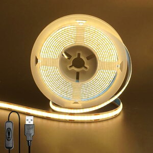 5V USB COB LEDXgbvCg(XCb`t) 5M F3000K 8mm x 320LEDs / M 8W / M CRI90 ʃe[vό`\ ؒf\ hIP20  ԏ Q Lb`z[ ItBX 