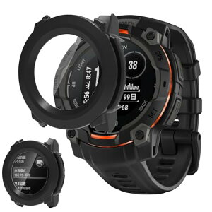 GARMIN Instinct 3 Dual Power / AMOLED 45mm P[X ̌^ KX یJo[ Sʕی KX 9HیtB+PCJo[ ȒP ϏՌ ߗ wh~ (ubN) 