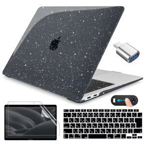 MacBook Air 13 C` P[X 2021 2020 ubN LL Jo[ black glitter mac book air 13 A2337 m1 A2179  VFJo[ ^ { JISz L[{[hJo[ +ʃtB +Type-C to USB ϊA