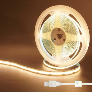 LEDe[vCg 5V COB LEDXgbvCg 2 1M F 3000K 320LED/m 3.5W/m 8mm hIP20 1M USBXCb`P[u 22AWG DIY ƒ̃CeAp 