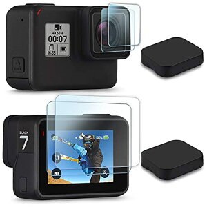 Go Pro Hero 7 Black / 6 / 5 (2018) �K���X�t�B�����Z�b�g �A���`�X�N���b�` 4�X�N���[���v���e�N�^�[ �V���R���ی샌���Y�J�o�[ ���C����ʗp2�� + �T�u��ʗp2�� ��������