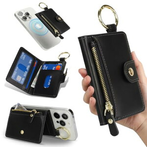 �J�[�h�P�[�X magsafe �J�[�h���� �X�^���h�@�\ �W�b�p�[ ���K���� �����O�t�� 3���J�[�h���[�\ iPhone 16 Pro Max / 16 Pro / 16 Plus / 16 iPhone 15 / 14 / 13 / 12�V���[�Y�Ή�-�u���b�N ��������