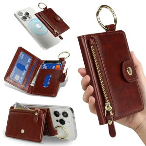 �J�[�h�P�[�X magsafe �J�[�h���� �X�^���h�@�\ �W�b�p�[ ���K���� �����O�t�� 3���J�[�h���[�\ iPhone 16 Pro Max / 16 Pro / 16 Plus / 16 iPhone 15 / 14 / 13 / 12�V���[�Y�Ή�-�_�[�N�u���E�� ��������