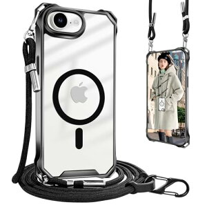 iPhone 16e �P�[�X �N���A �V�����_�[ MagSafe �}�O�l�b�g �A�C�t�H��16e �J�o�[ ���^ �y�� TPU �R�t�� �l�b�N�X�g���b�v �΂߂��� �X�g���b�v�t�� ���������\ ���O���\ �����h�~ ���C�����X