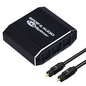 SPDIF TOSLINK ���f�W�^�� ���z�� 1����3�o�� ���w�X�v���b�^�[ 1x3 �� ���z�� LPCM2.0 Doldy Digital & DTS 5.1 PS3 / XBOX / Blue-Ray / HDTV / STB / �A���v USB�P�[�u���ƌ��P�[�u���t�� ��������