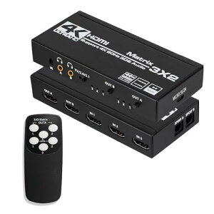 4K HDMI�}�g���b�N�X 3���� 2�o�� HDMI�}�g���b�N�X �X�C�b�`���[ HDR HDCP 2.2 �Ή� 4Kx2K@60Hz 3D 1080P IR�����R���t��