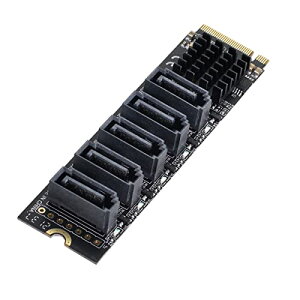 NGFF NVME M-Key PCI Express - SATA 3.0 6Gbps 5�|�[�g �A�_�v�^�[ �R���o�[�^�[ �n�[�h�h���C�u�g���J�[�h JMB585 2280 Black M-key to 5 SATA ��������