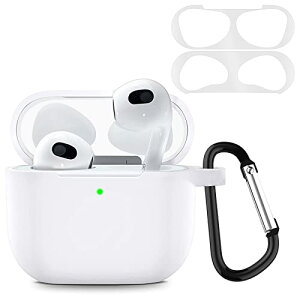 AirPods 3 �P�[�X [�_�X�g�K�[�h�t��] AirPods ��3���� ���ɔ� �V���R���P�[�X �h�o �����h�~ �ϏՌ� �A�b�v���C���z�� �ی�P�[�X �J���r�i�t�� AirPods 3 �ی�P�[�X (�z���C�g) ��������