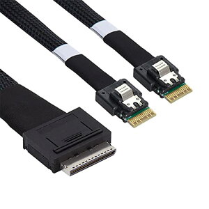 OCuLink PCIe PCI Express SFF-8611 8 x 8�`���l���`�f���A��SFF-8654�א�4 x SSD�f�[�^�A�N�e�B�u�P�[�u�� �P�[�u�� 50cm