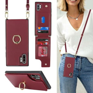 Galaxy Note 10 Pro �P�[�X �蒠�^ �X�}�z �V�����_�[ �N���X�{�f�B ���|�� �񂩂� �΂߂��� �V�����_�[�P�[�X RFID ���z�^ �w�� �|�P�b�g�t�� [�㉺�J] �J�[�h���[ ��]�����O ���C ���b�h ��������