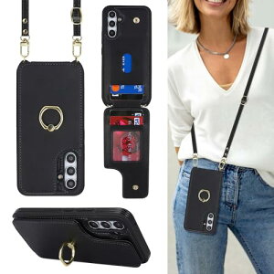 Galaxy A54 5G SC-53D SCG21 �P�[�X �蒠�^ �X�}�z �V�����_�[ �N���X�{�f�B ���|�� �񂩂� �΂߂��� �V�����_�[�P�[�X RFID ���z�^ �w�� �|�P�b�g�t�� [�㉺�J] �J�[�h���[ ��]�����O ���C �u���b�N 